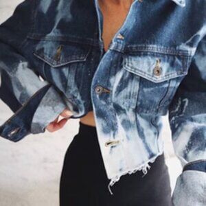 NWT MYRRHE The Crop Denim Jacket